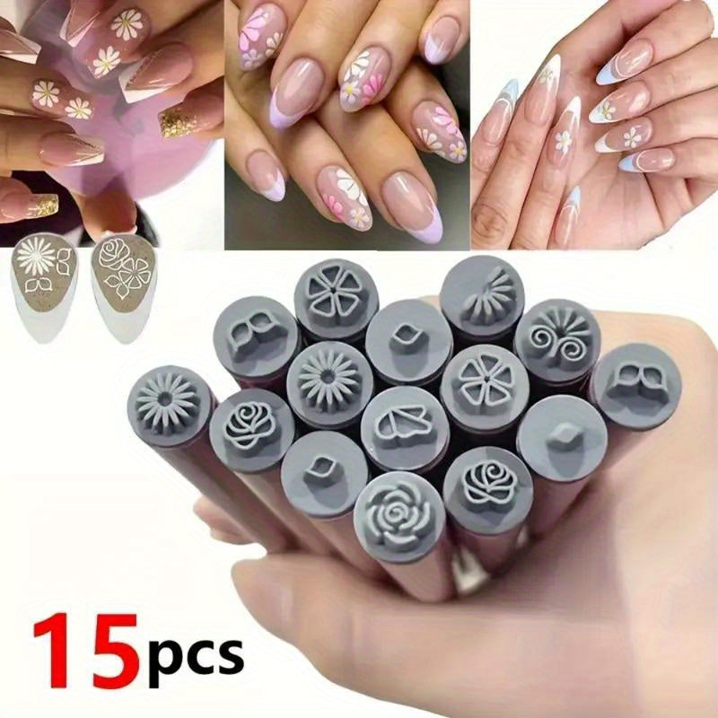 15 Nail Printing Set - Precision Tools for DIY Nail Art, Various Flower Patterns and Templates, Women'S DIY Nail Art Tools, Fragrance Free, Foot and Hand Care Accessories
